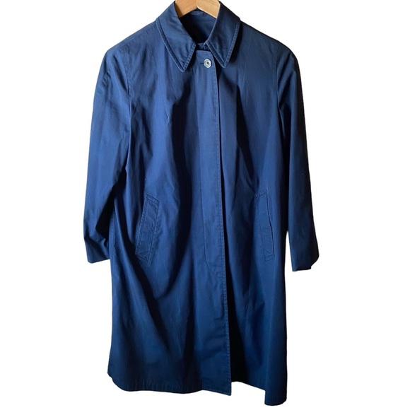 London Fog Vintage Navy Raincoat Weatherwear Distinction Women’s Navy Blue - Picture 2 of 13